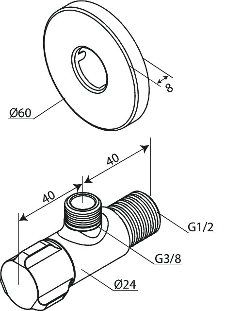 Stop valve complete (2 pcs) steel