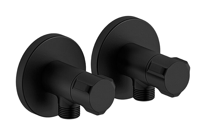 Stop valve complete (2 pcs) matt black