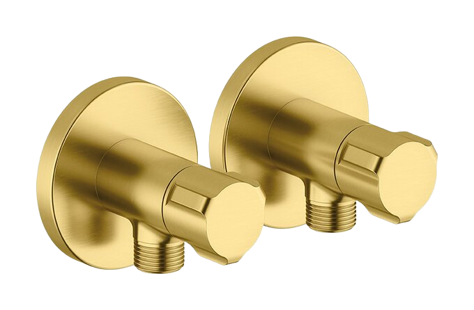 Stop valve complete (2 pcs) brushed brass