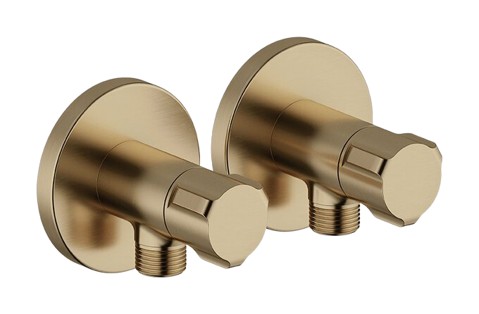 Stop valve complete (2 pcs) brushed bronze