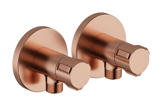 Stop valve complete (2 pcs) brushed copper