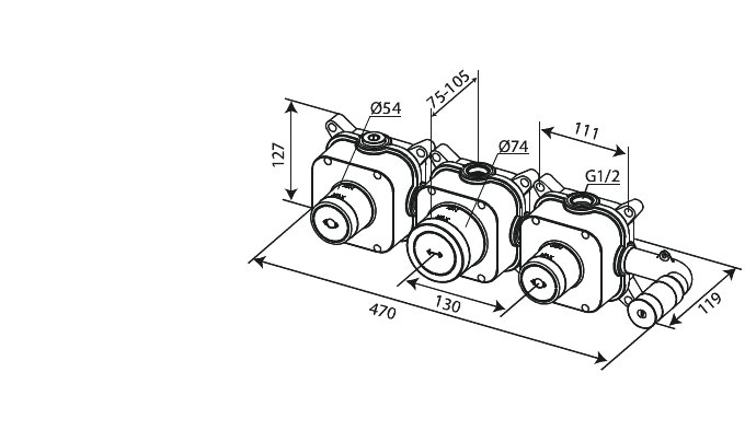 Thermostat with one elbow