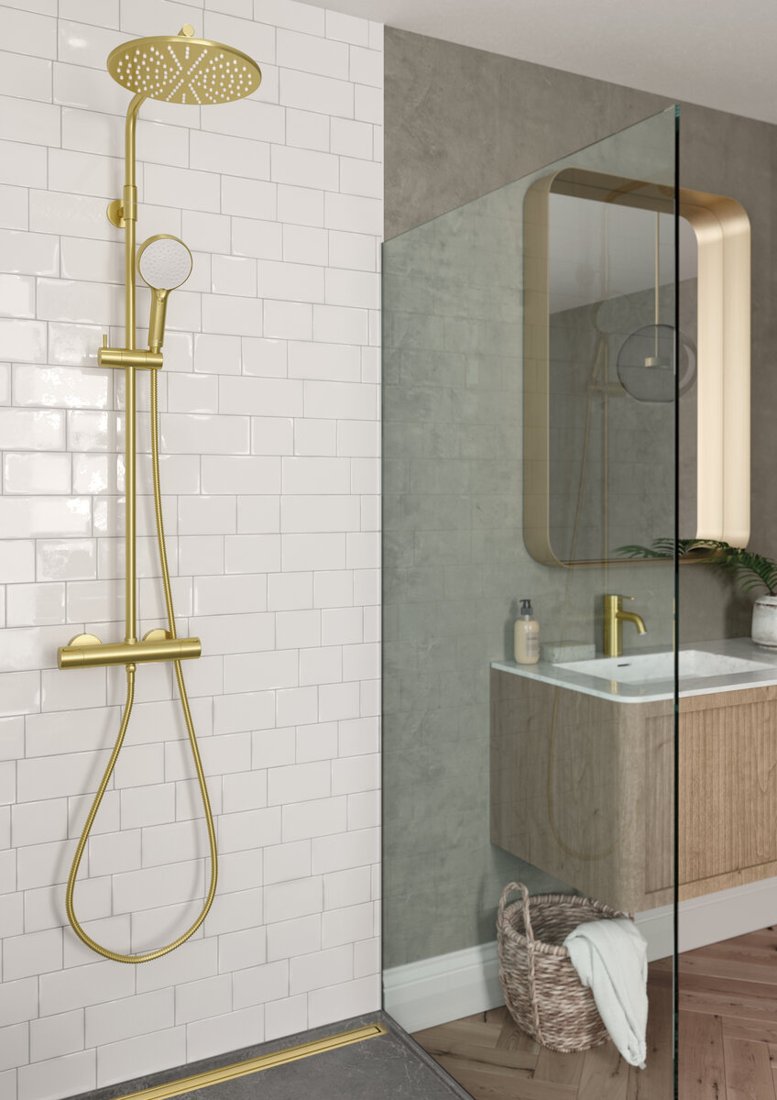 Thermostatic Bath/Shower Mixer brushed brass