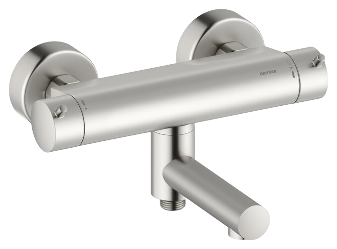 Thermostatic shower mixer with swivel spout steel