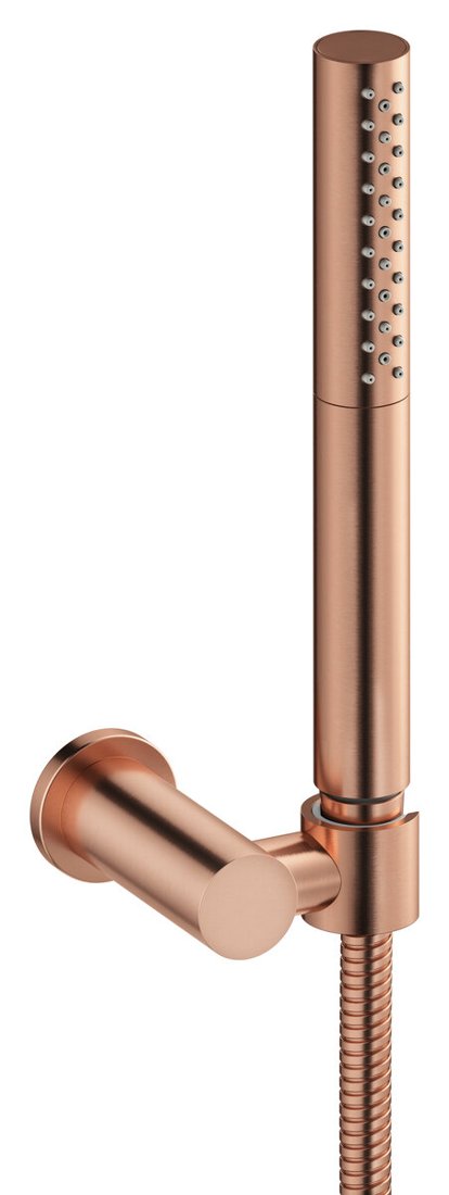 Thermostatic shower mixer with swivel spout brushed copper