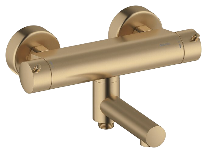 Thermostatic shower mixer with swivel spout brushed bronze