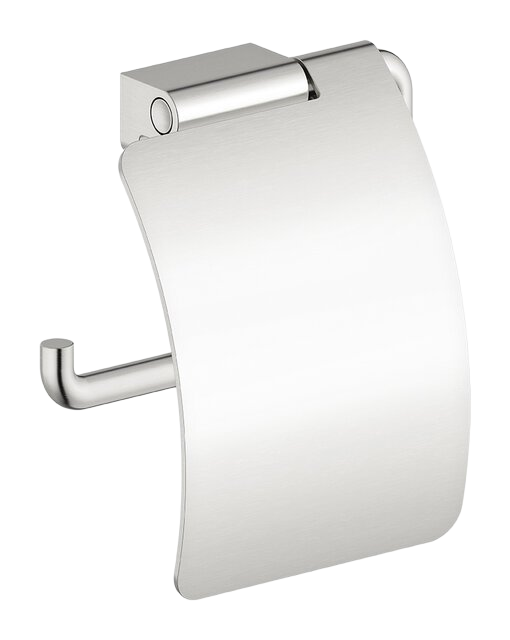 Toilet roll holder with lid steel