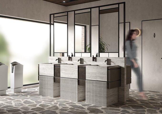 Touchless basin public graphite grey