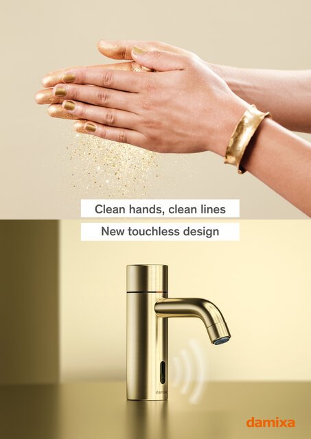 Touchless basin tap brushed brass