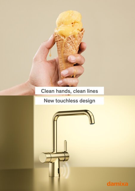Touchless kitchen tap brushed brass