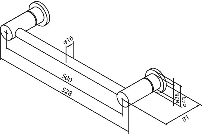 Towel Rail 500 mm brushed copper