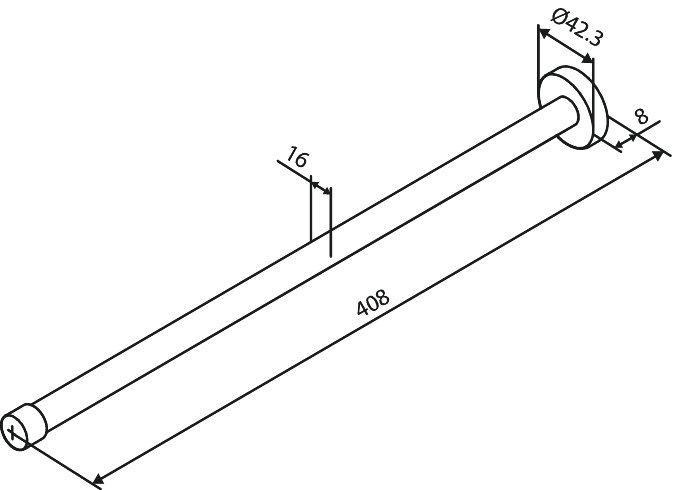 TOWEL ROD SINGLE 400 MM steel
