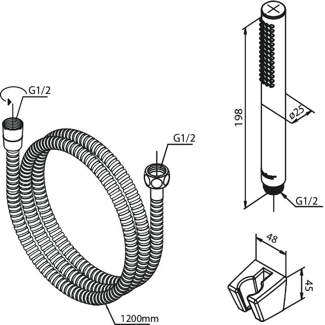 Tube handshower set chrome