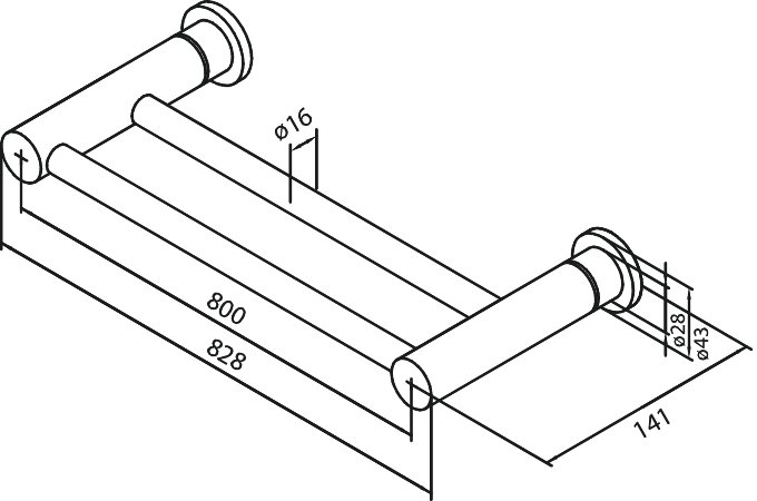 Twin Towel Rail 800 mm chrome