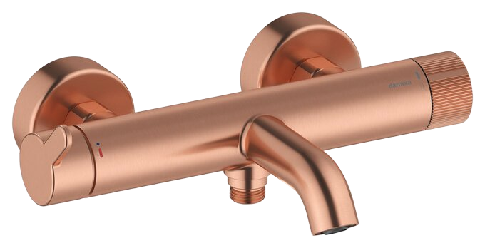 Wall bath/shower brushed copper