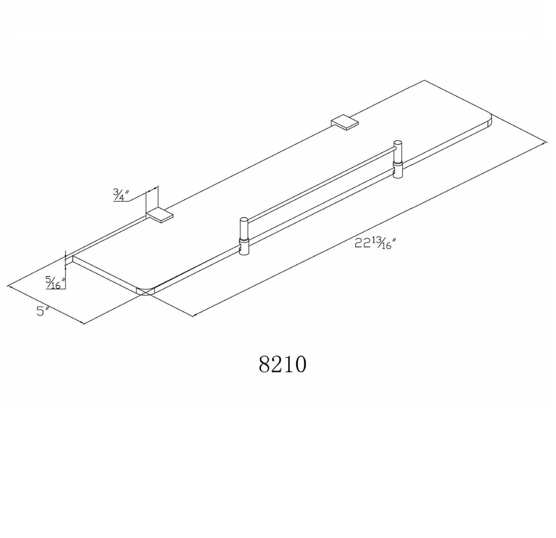 8210 Chrome Bathroom Glass Shelf