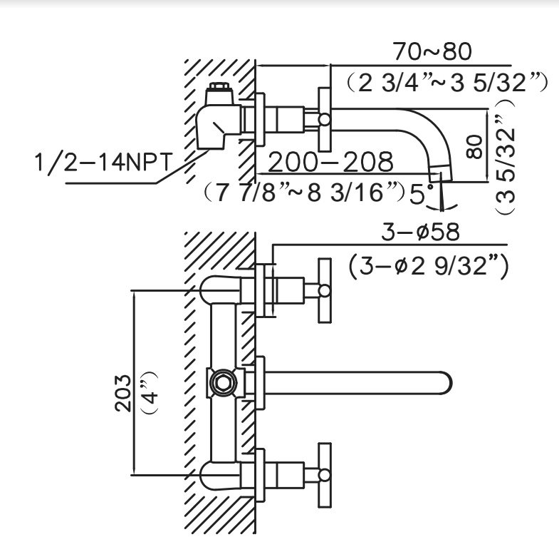AB03 1035BN Wall mount faucet