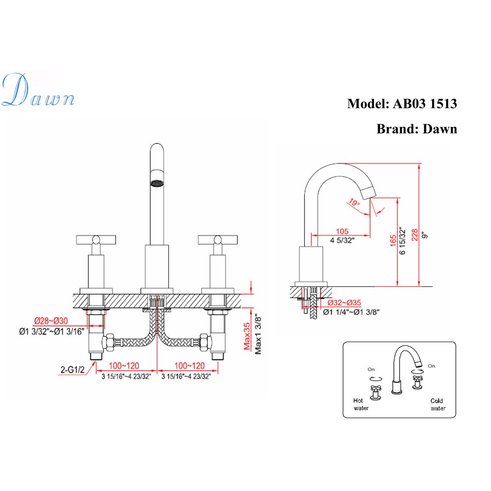 AB03 1513C Widespread Lavatory Faucet