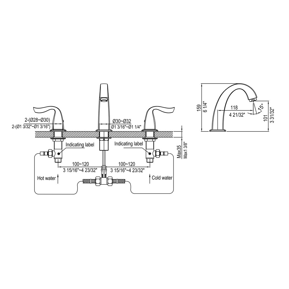 AB04 1272DBR Widespread Lavatory Faucet