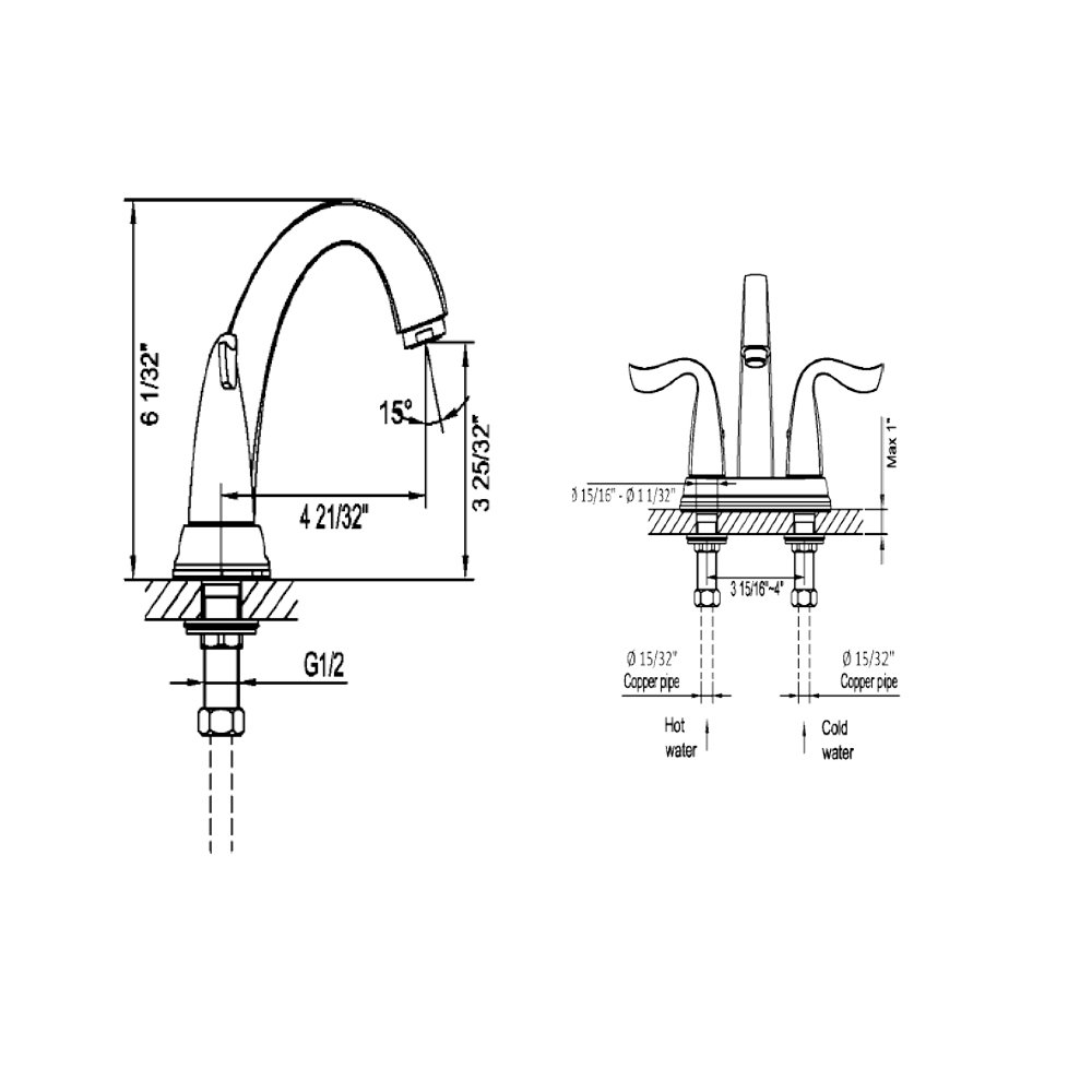AB04 1273DBR 4 Centerset Lavatory Faucet