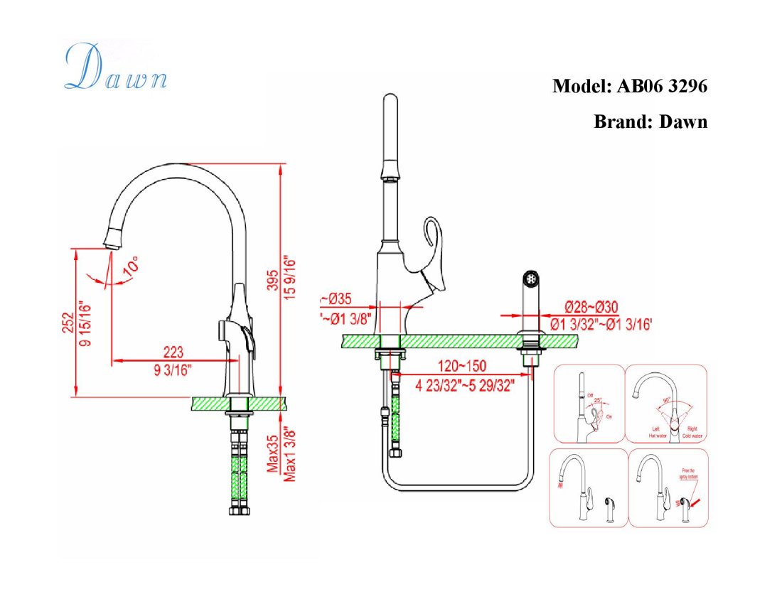 AB06 3296C Kitchen Faucet with Side Spray