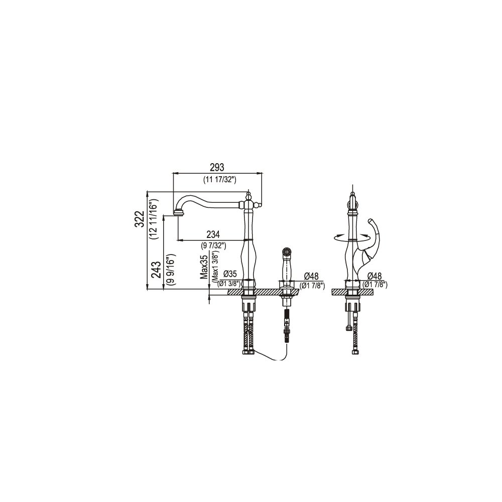AB08 3155C Kitchen Faucet with Side Spray