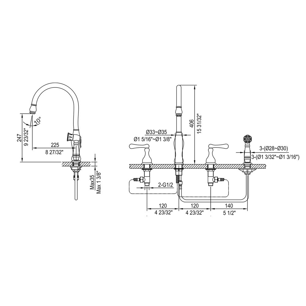 AB08 3156BN Kitchen Faucet with Side Spray