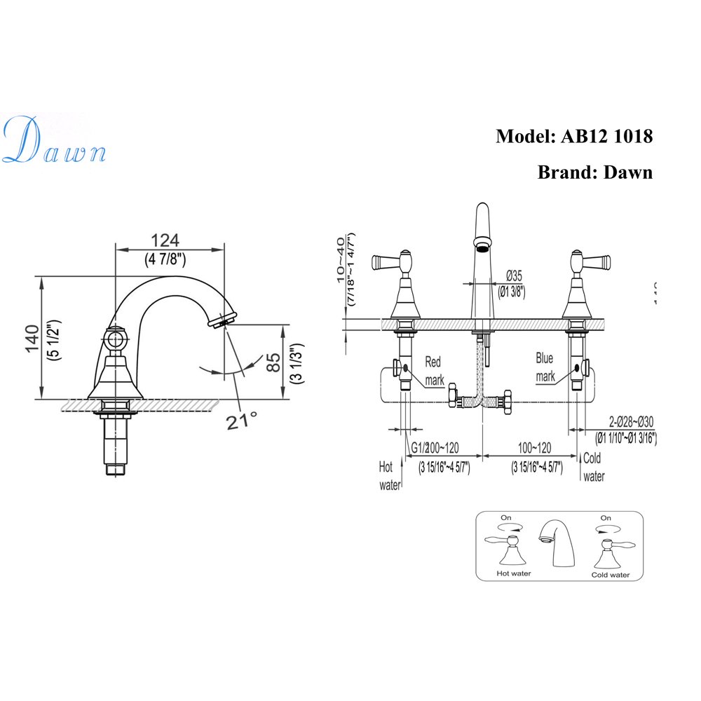 AB12 1018BN Widespread Lavatory Faucet