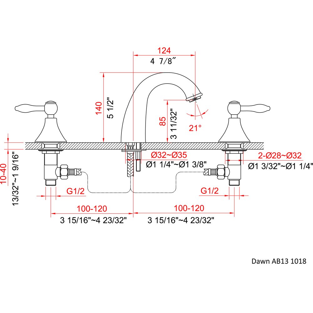 AB13 1018C Widespread Lavatory Faucet
