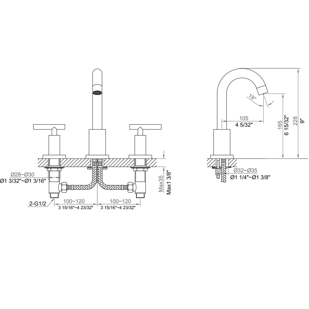 AB16 1513BN Widespread Lavatory Faucet