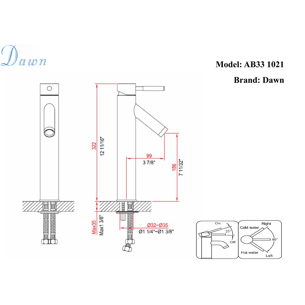 AB33 1021C Lavatory Tall Faucet