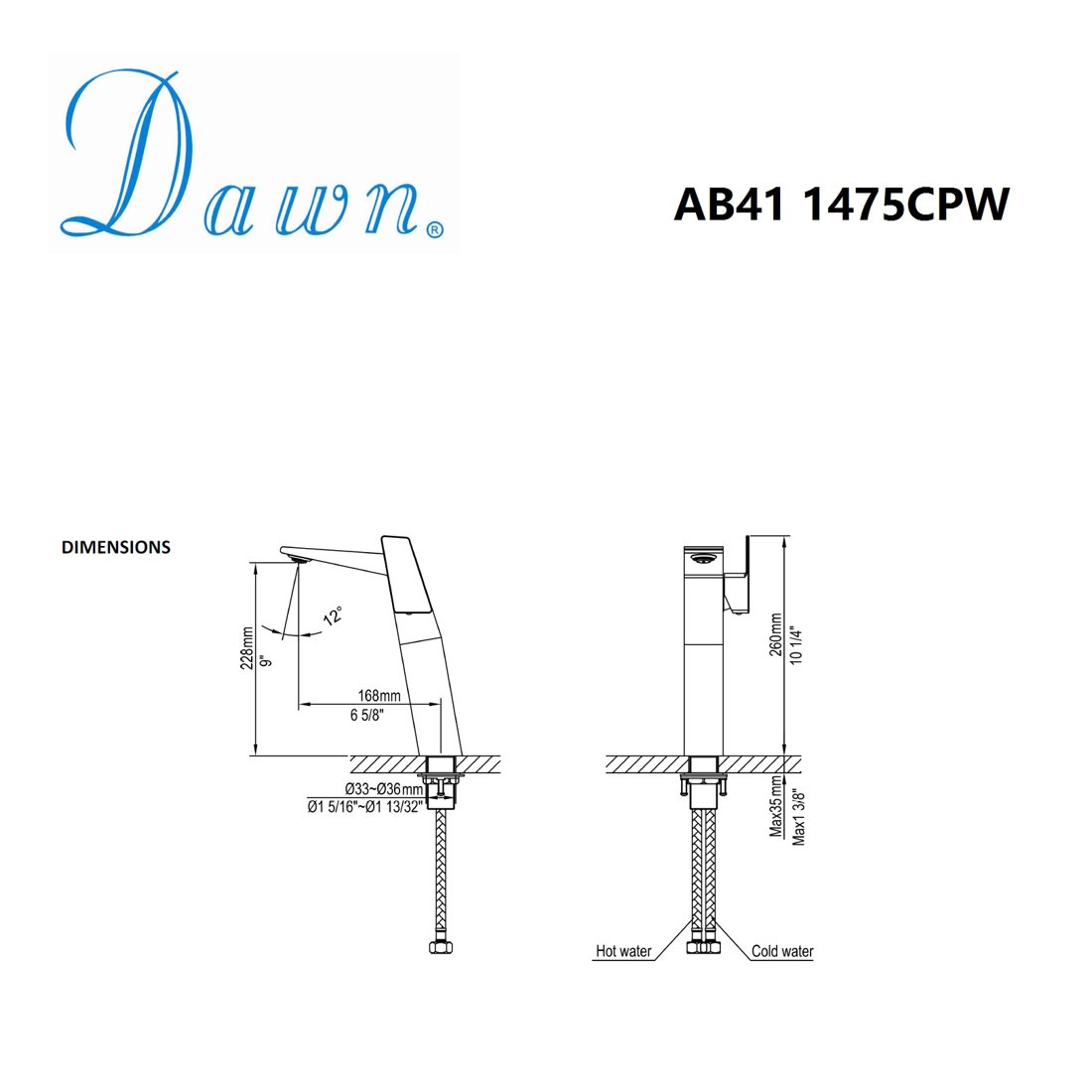 AB41 1475CPW Lavatory Tall Faucet