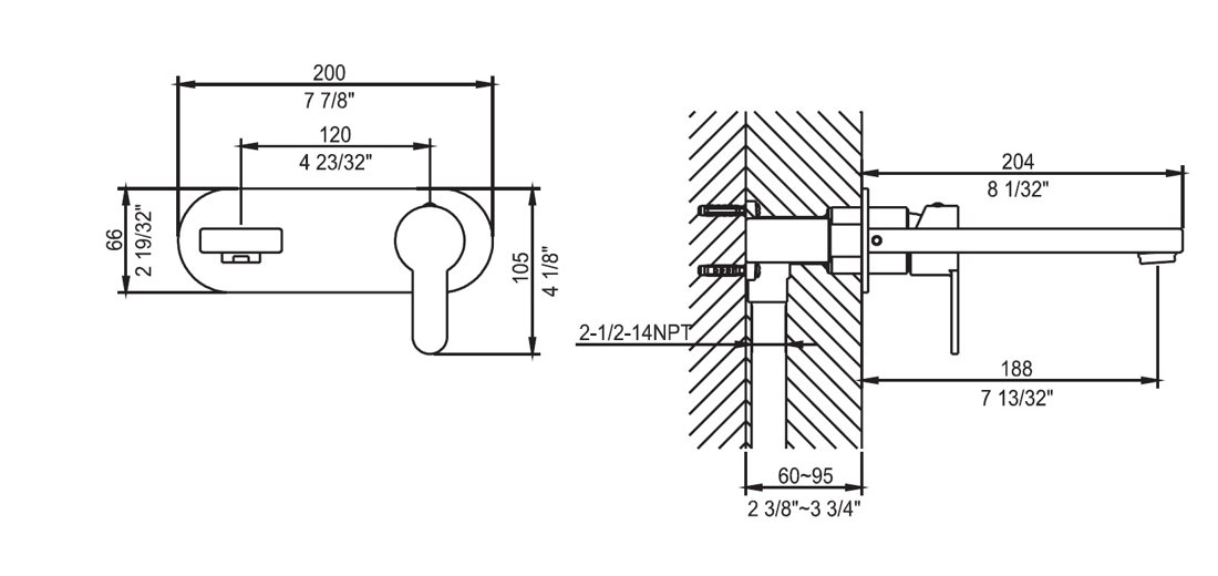 AB67 1809C Wall Mount Lavatory Faucet