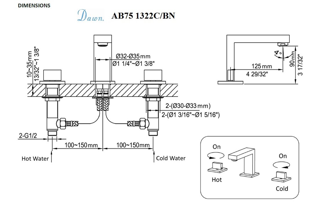 AB75 1322BN Widespread Lavatory Faucet
