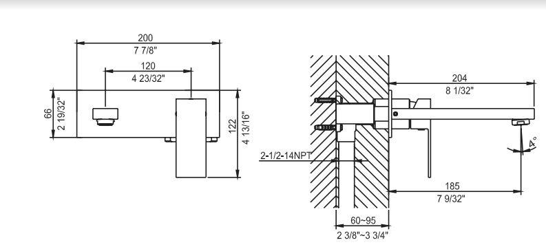 AB75 1368BN Wall Mount Lavatory Faucet