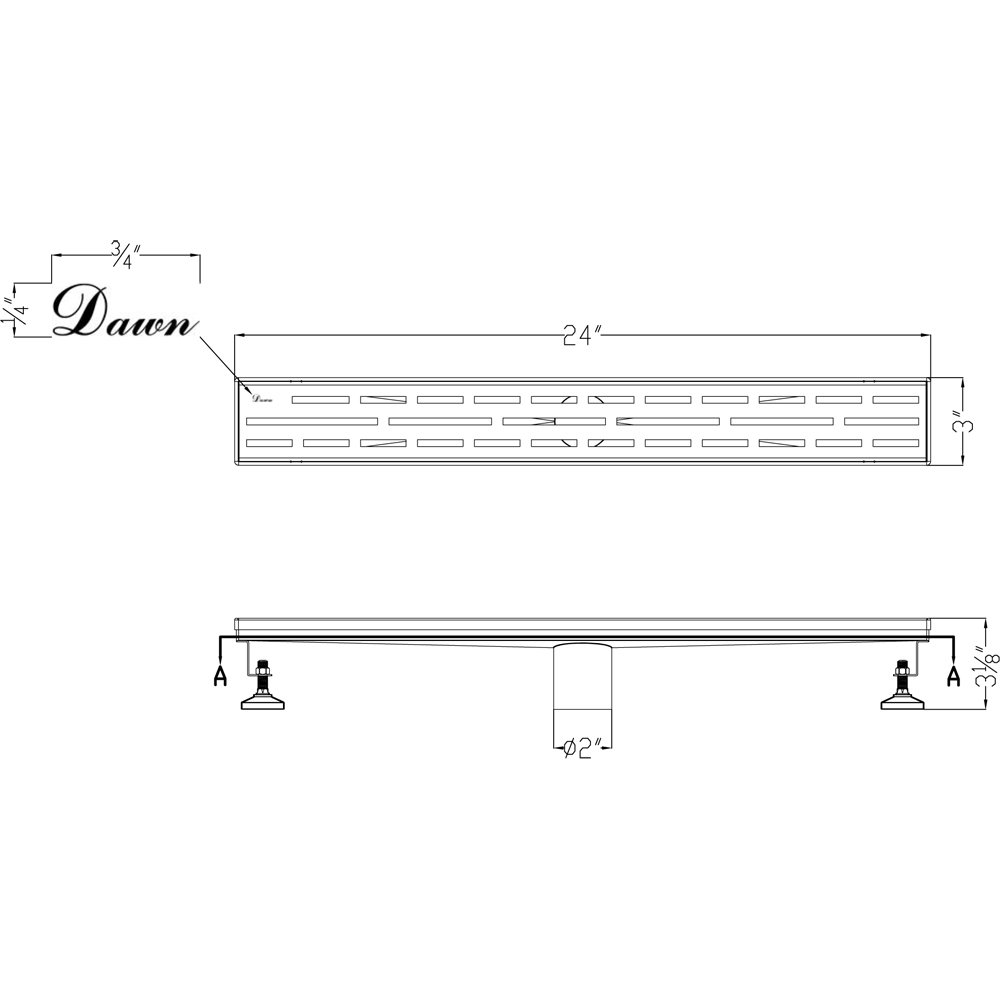 Amazon River Series 24" Shower Drain LAN240304, Matte Gold