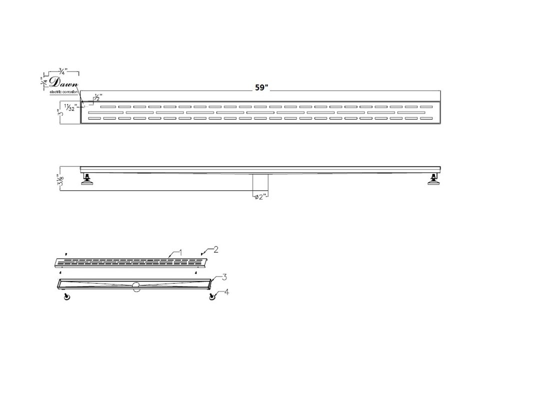 Amazon River Series 59" Shower Drain LAN590304