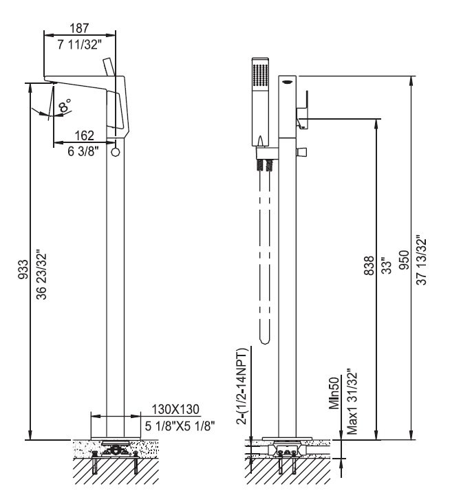 D41 2475BN Freestanding Tub Filler