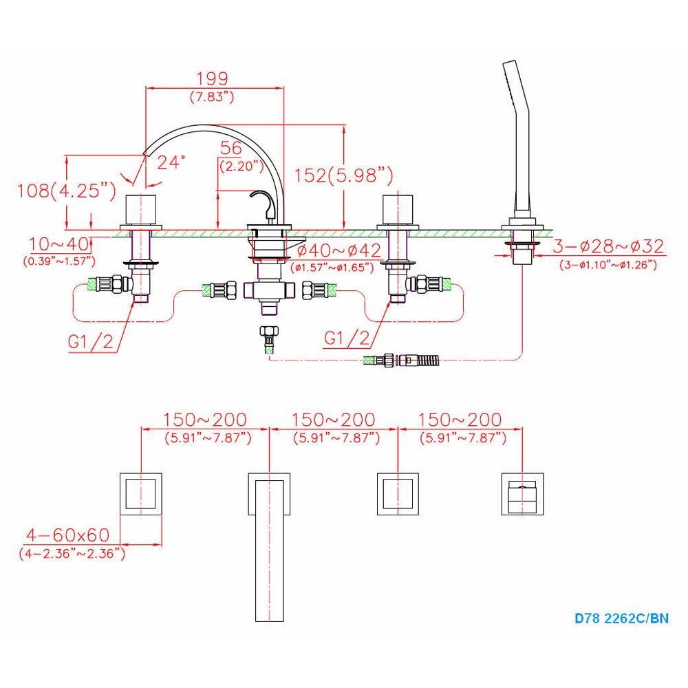 D78 2262BN Tub Filler