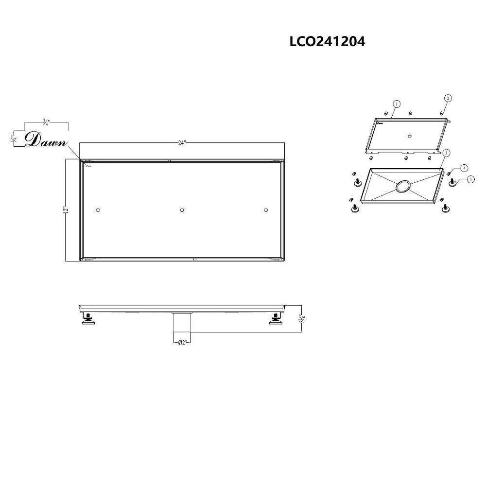 Dawn® Colorado River Series Tile Insert Rectangular Drain LCO241204