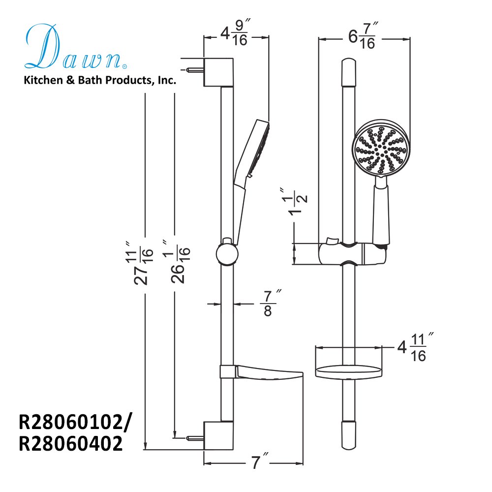 R28060102 Handheld Shower with Slide Bar