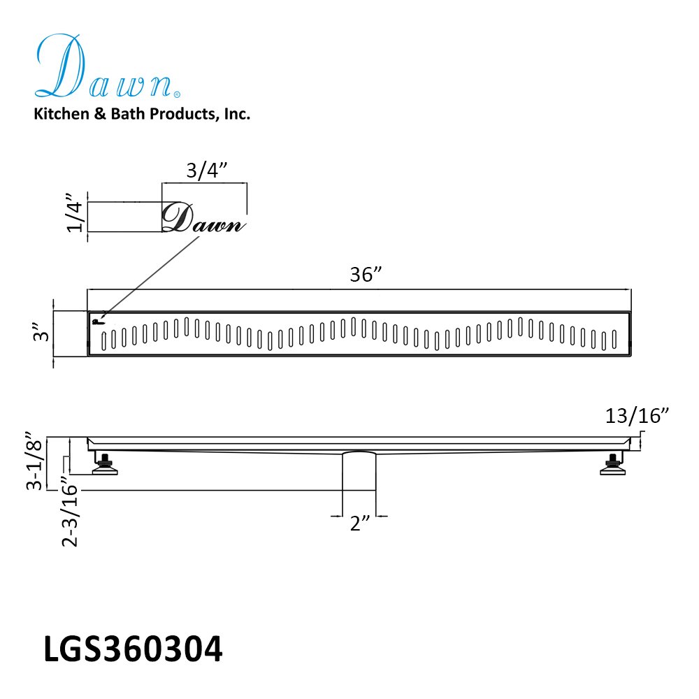 Shower Drain Ganges River Series 36" LGS360304