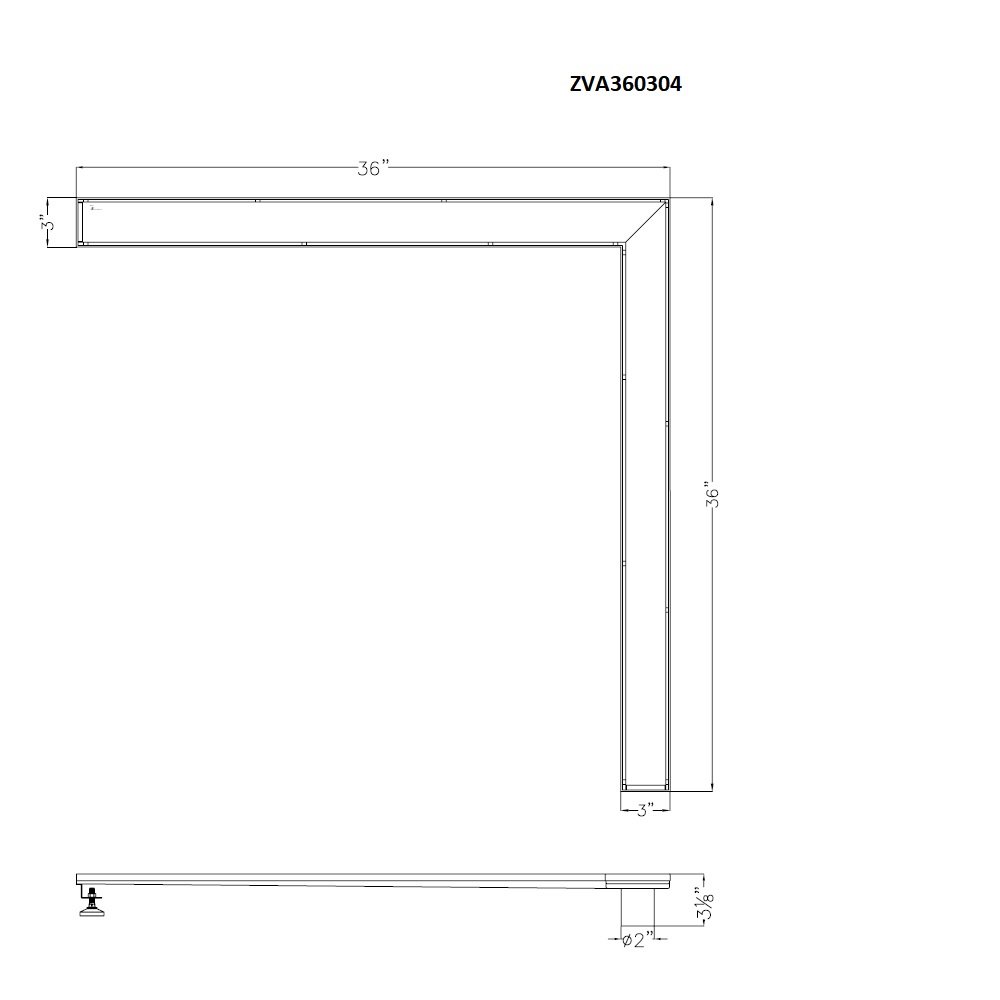 Shower Drain Volga River Series Corner Drain ZVA360304