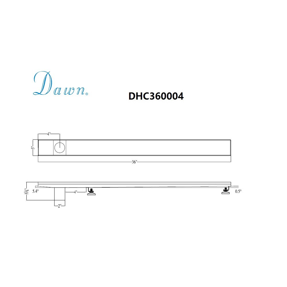 Side Outlet Drain Channel 36" DHC360004 (grate not included)