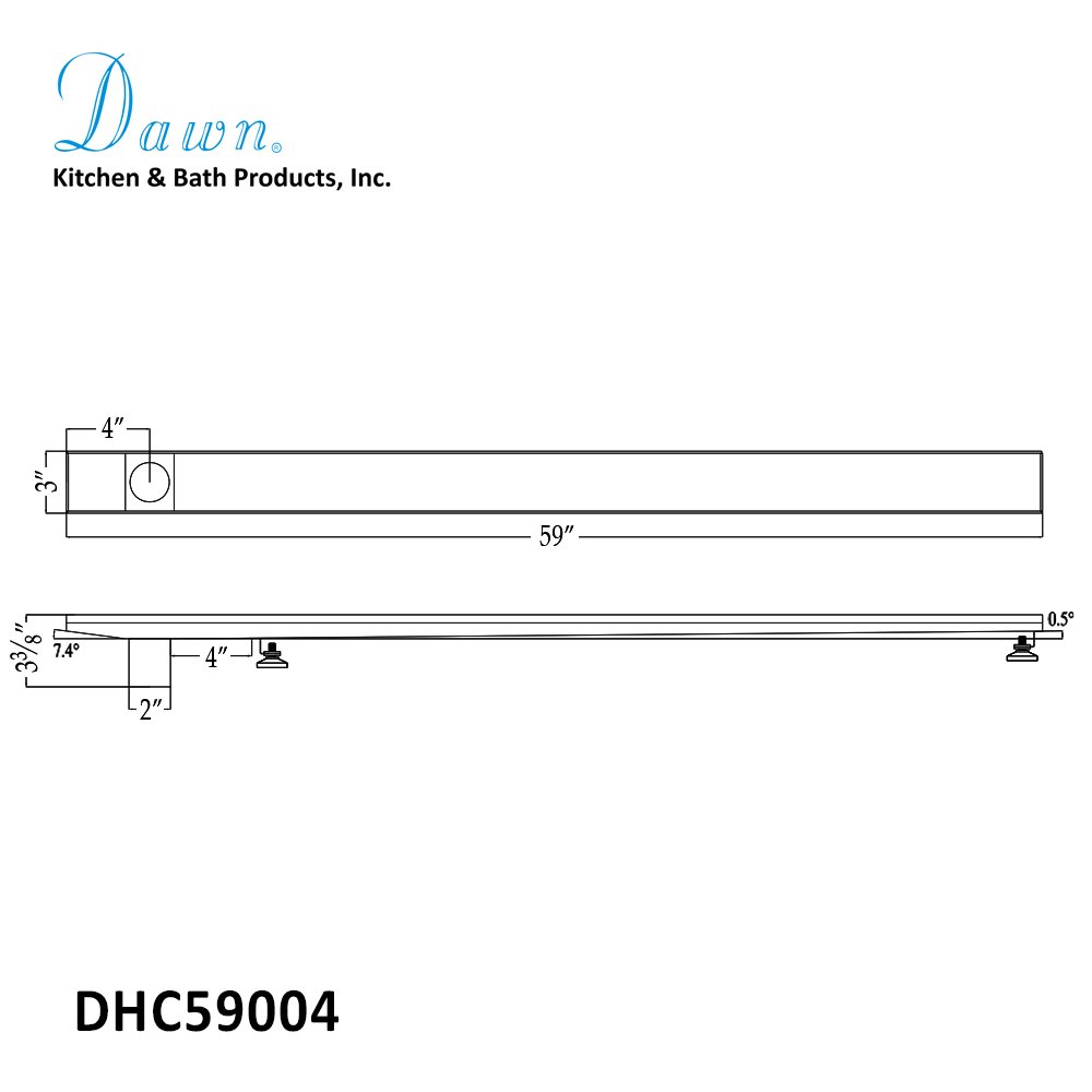 Side Outlet Drain Channel 59" DHC590004 (grate not included)