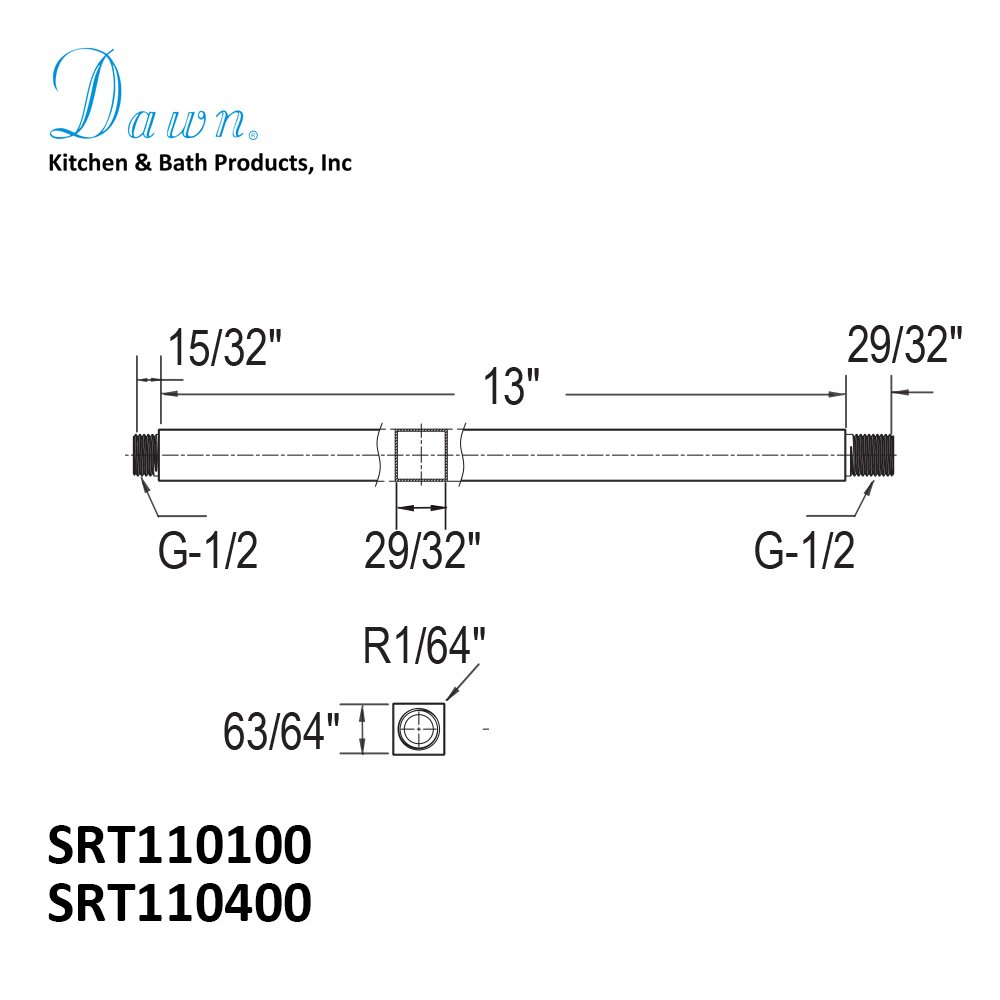 SRT110400 Shower Arm, 13"