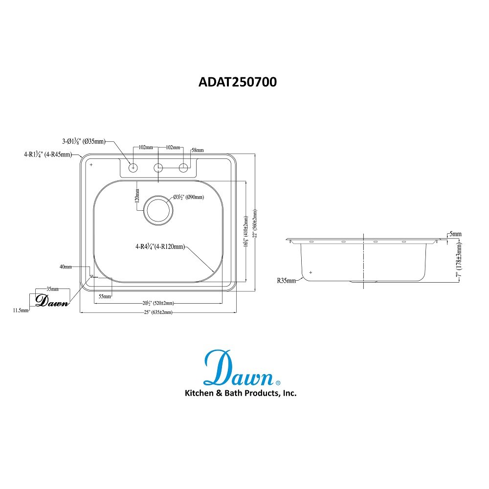 Top Mount Sink ADAT250700