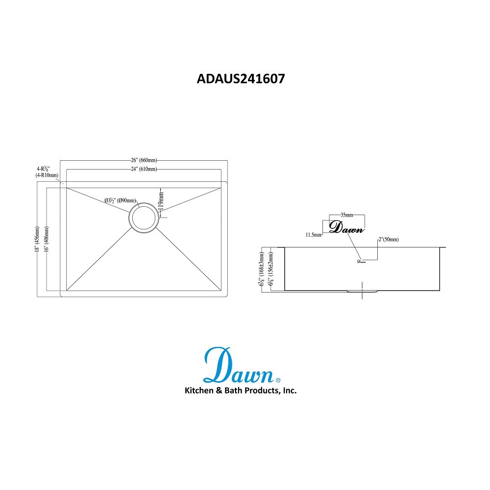 Undermount Single Bowl Sink ADAUS241607