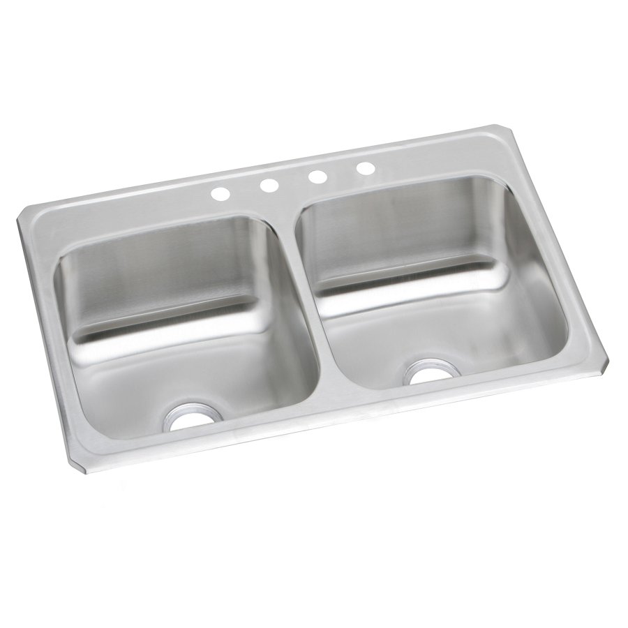 Celebrity® Stainless Steel 33" x 21-1/4" x 6-7/8" Equal Double Bowl Drop-in Sink