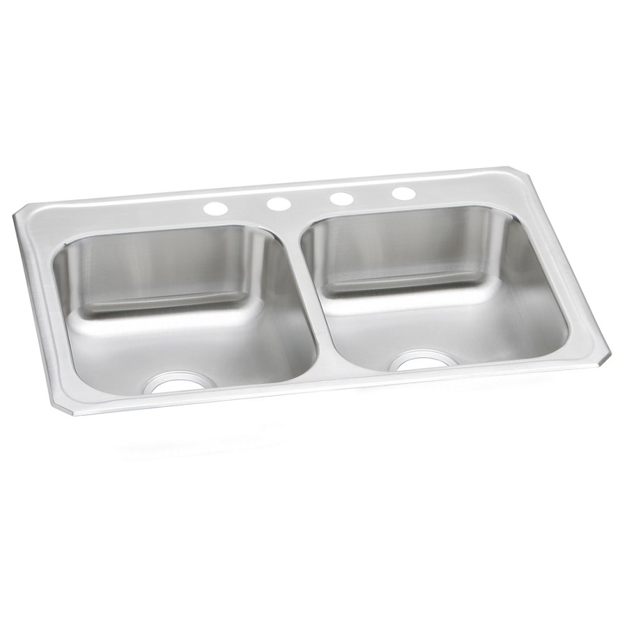 Celebrity® Stainless Steel 33" x 22" x 7" Equal Double Bowl Drop-in Sink